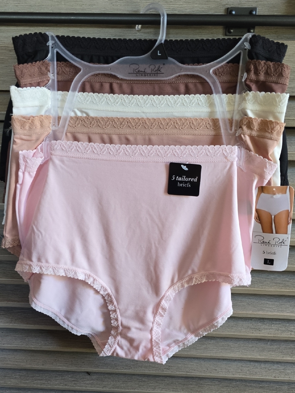 Rene Rofe 5-Pack Tailored Briefs - Pink, Cream, Tan, Brown, Black